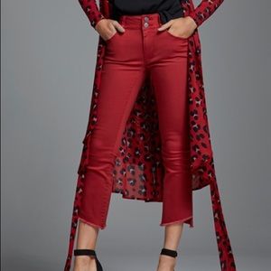 Cabi red High-Low Crop Jeans 8
